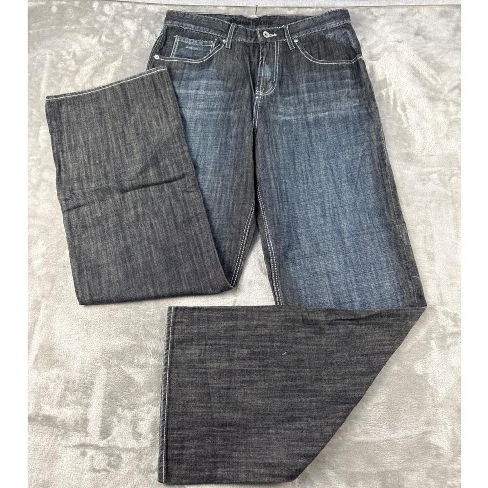 Guess Jeans Wide Leg Dark Wash Contrast Stitch Denim